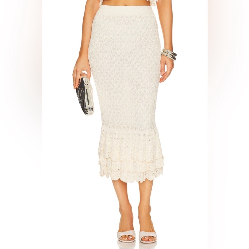 Beach Riot Polly Ivory Skirt Crochet Fabric Ruffle Hem Size M